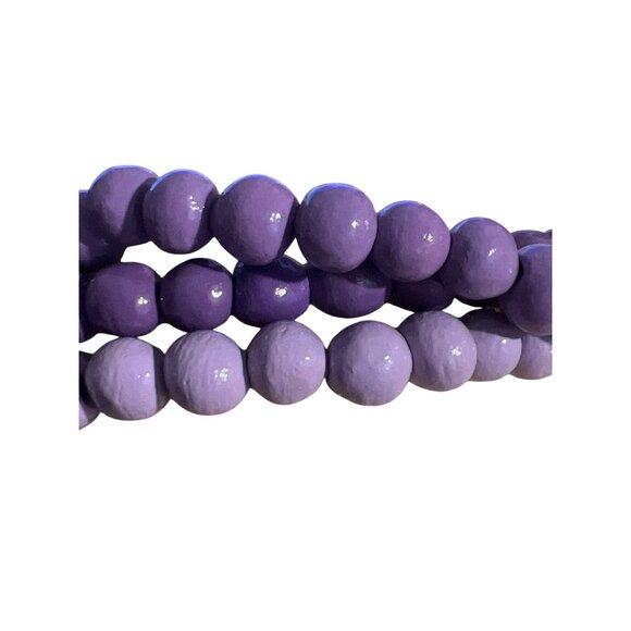 Vintage Teng Yue Multi Strand Bracelet Purple Beads Snap Closure Estate 7.5" - Picture 2 of 6